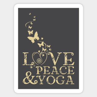 Love, Peace and Yoga Sticker